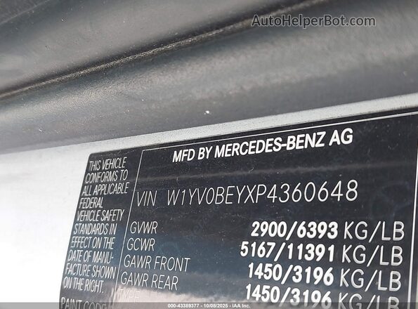 W1YV0BEYXP4360648 2023 MERCEDES-BENZ METRIS White Vista del compartimento del motor