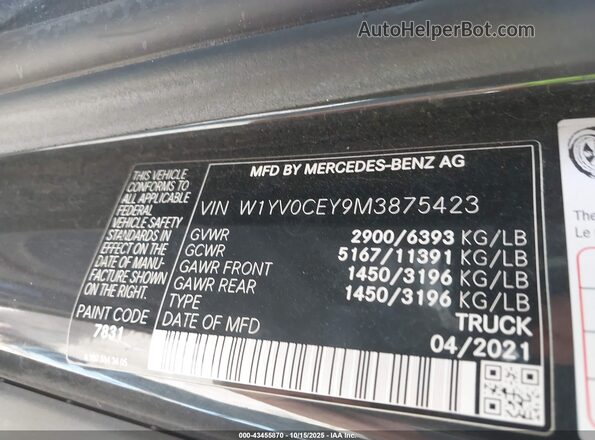 W1YV0CEY9M3875423 2021 MERCEDES-BENZ METRIS Black Engine compartment view
