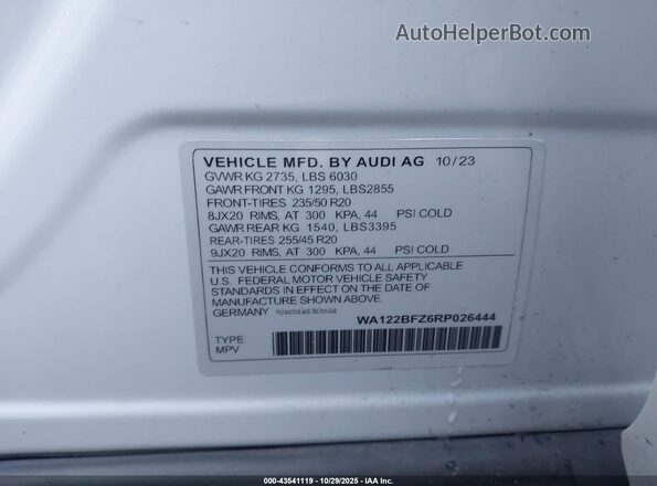 WA122BFZ6RP026444 2024 AUDI Q4 White 