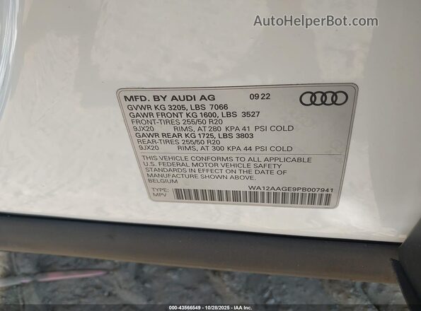 WA12AAGE9PB007941 2023 AUDI E-TRON White Widok komory silnika