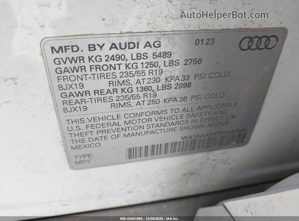 WA15AAFY2P2087897 2023 AUDI Q5 White Widok komory silnika