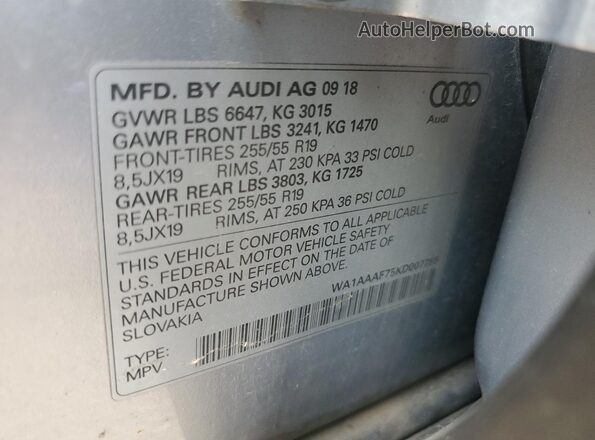 WA1AAAF75KD007785 2019 AUDI Q7 Silver Շարժիչի բաժամունքի տեսք