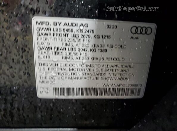 WA1ANAFY3L2068613 2020 AUDI Q5 Черный 