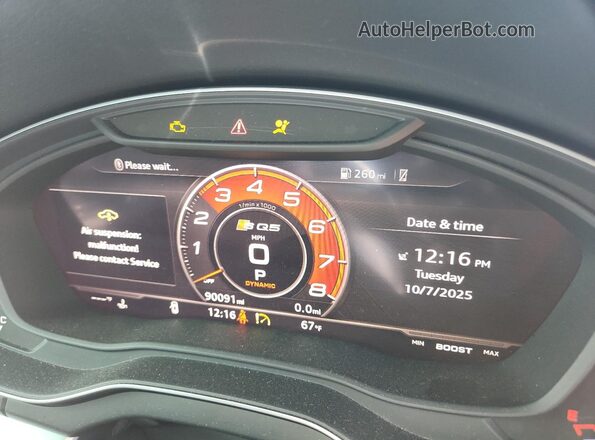 WA1B4AFY4K2093820 2019 AUDI SQ5 Gray Вид щитка приладів