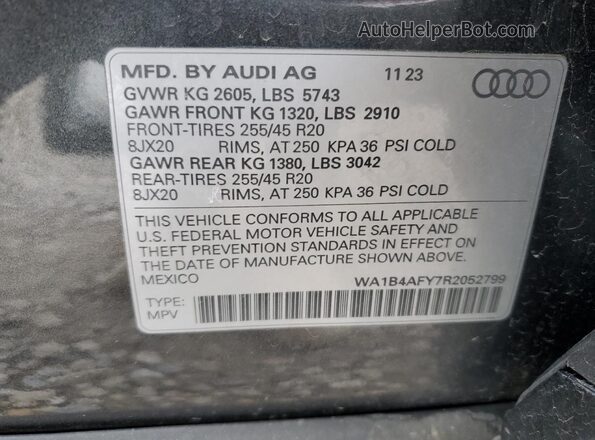 WA1B4AFY7R2052799 2024 AUDI SQ5 Gray ძრავის განყოფილების ხედი