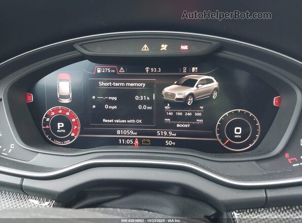 WA1B4AFY9L2021805 2020 AUDI SQ5 Gray უკანა სავარძლების ხედი
