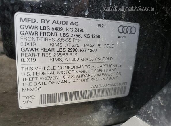 WA1BAAFY8M2116284 2021 AUDI Q5 Black 