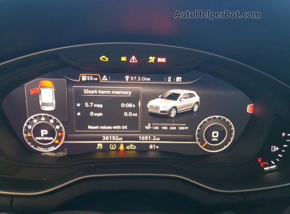 WA1BNAFY2L2067554 2020 AUDI Q5 Gray ხელსაწყოთა პანელის ხედი
