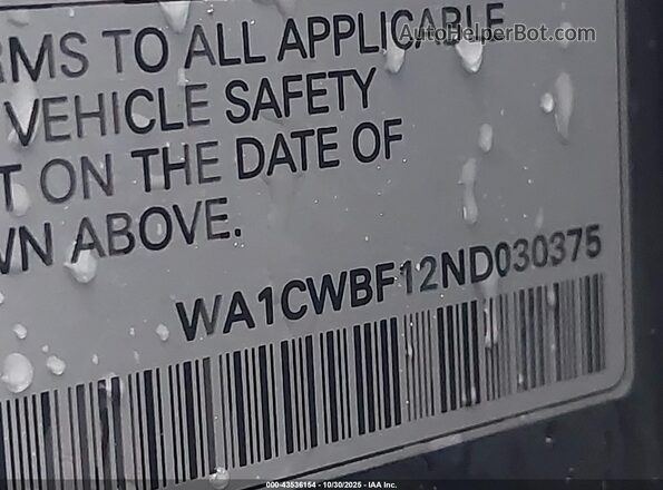 WA1CWBF12ND030375 2022 AUDI SQ8 Gray Widok komory silnika