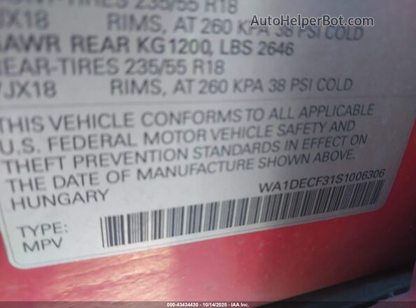 WA1DECF31S1006306 2025 AUDI Q3 Красный Вид подкапотного пространства