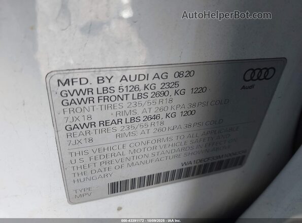 WA1DECF33M1004334 2021 AUDI Q3 White Вид підкапотного простору