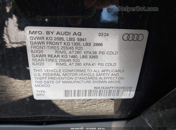 WA1E2AFY1R2082349 2024 AUDI Q5 Черный Вид подкапотного пространства