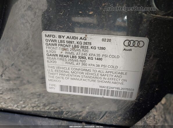 WA1E2AFY6L2075503 2020 AUDI Q5 Gray Vista del compartimento del motor