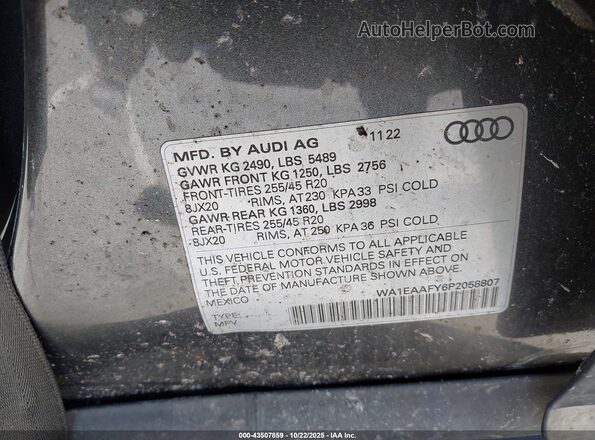 WA1EAAFY6P2058807 2023 AUDI Q5 Gray Շարժիչի բաժամունքի տեսք
