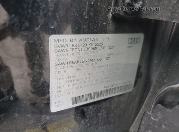 WA1EECF31L1040168 2020 AUDI Q3 Black Widok naklejki z numerem VIN