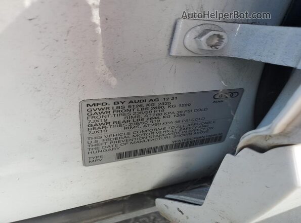 WA1EECF39N1064530 2022 AUDI Q3 White VIN sticker view