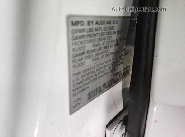 WA1EVBF11ND007844 2022 AUDI Q8 White Widok wnętrza 360 stopni