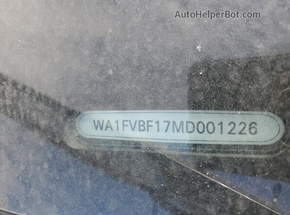 WA1FVBF17MD001226 2021 AUDI Q8 Gray Вид наклейки з VIN-кодом