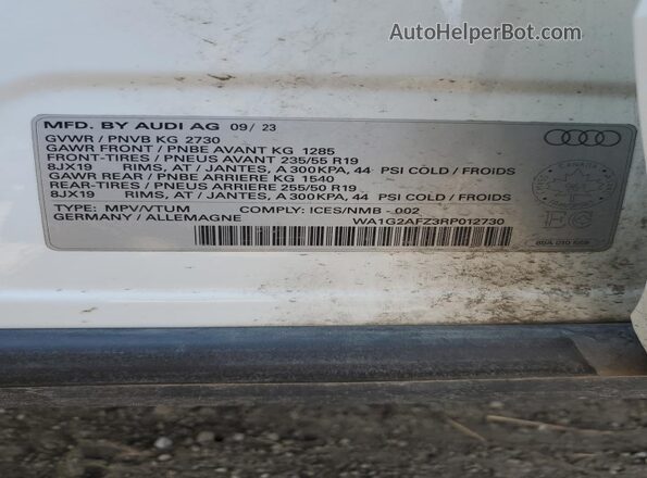 WA1G2AFZ3RP012730 2024 AUDI Q4 White Սալոնի 360 աստիճան տեսք