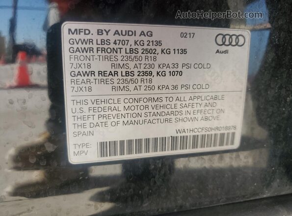 WA1HCCFS0HR016978 2017 AUDI Q3 Black 