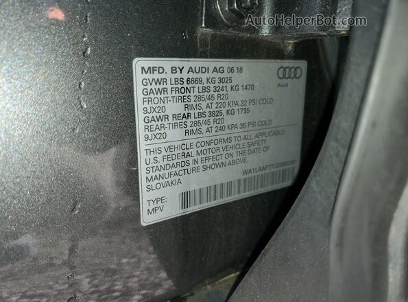 WA1LAAF77JD050208 2018 AUDI Q7 Charcoal Շարժիչի բաժամունքի տեսք