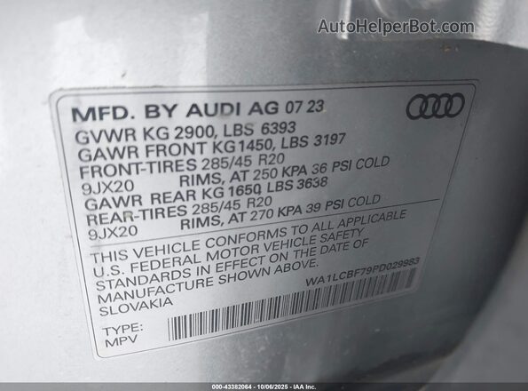 WA1LCBF79PD029983 2023 AUDI Q7 Silver 