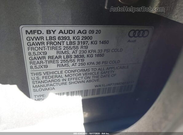 WA1LJAF72MD013717 2021 AUDI Q7 Gray Engine compartment view