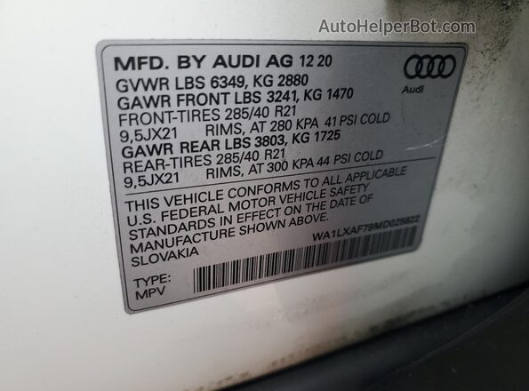 WA1LXAF79MD025622 2021 AUDI Q7 Белый 