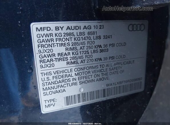 WA1LXBF70RD006082 2024 AUDI Q7 Dark Blue 