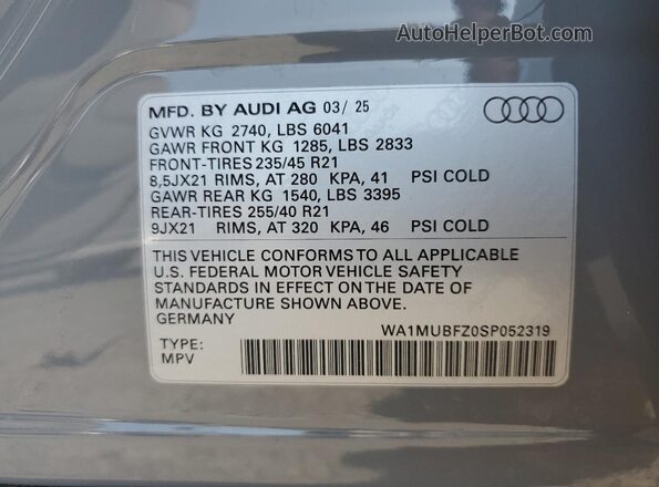 WA1MUBFZ0SP052319 2025 AUDI Q4 Gray 