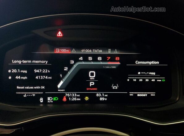 WA1VWBF7XMD015487 2021 AUDI SQ7 Charcoal Vista del cuadro de instrumentos