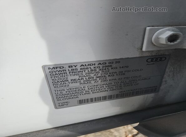 WA1VXAF79LD005264 2020 AUDI Q7 White Widok komory silnika
