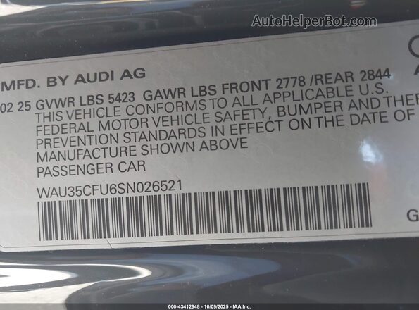 WAU35CFU6SN026521 2025 AUDI S5 Gray Շարժիչի բաժամունքի տեսք