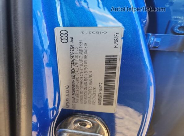 WAUB1GFF9H1054202 2017 AUDI S3 Blue 