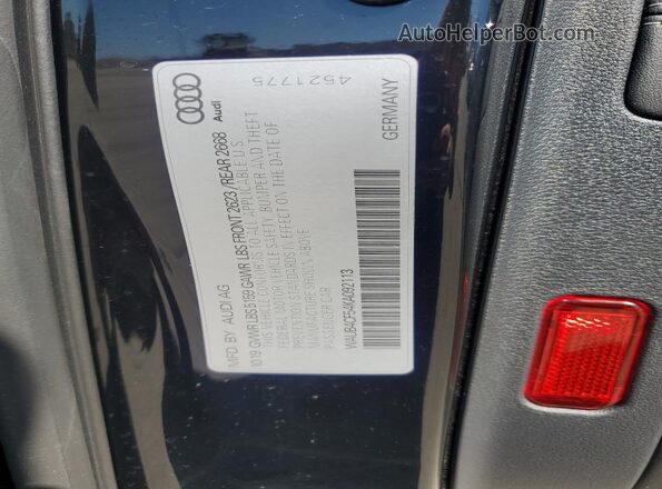 WAUB4CF54KA092113 2019 AUDI S5 Black VIN კოდის სტიკერის ხედი