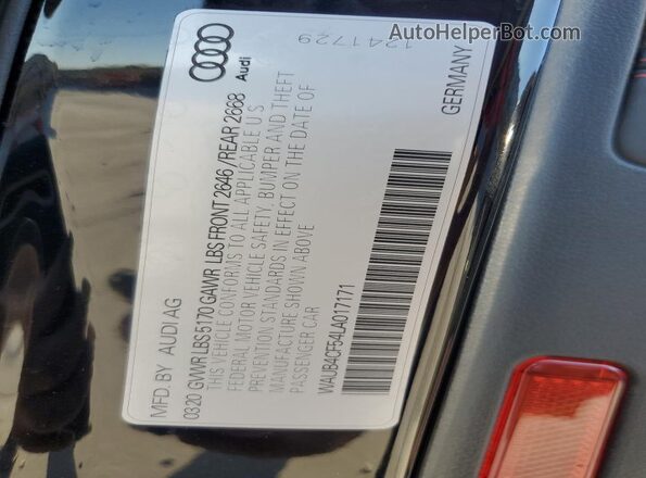 WAUB4CF54LA017171 2020 AUDI S5 Black Вид підкапотного простору