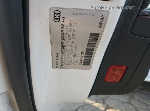 WAUC4AF47JA219757 2018 AUDI S4 Белый Вид наклейки с VIN-кодом
