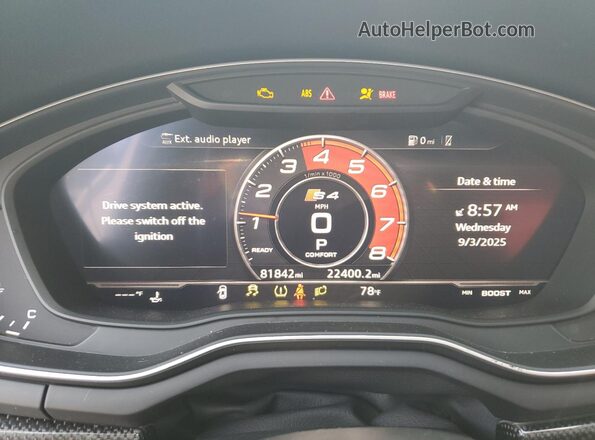 WAUC4AF47JA219757 2018 AUDI S4 Белый Вид щитка приборов
