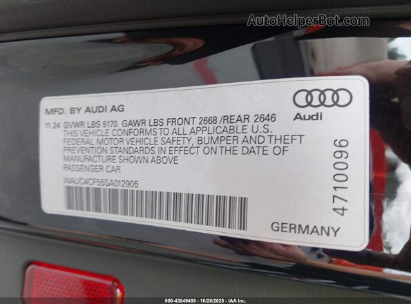 WAUC4CF55SA012905 2025 AUDI S5 Black Շարժիչի բաժամունքի տեսք