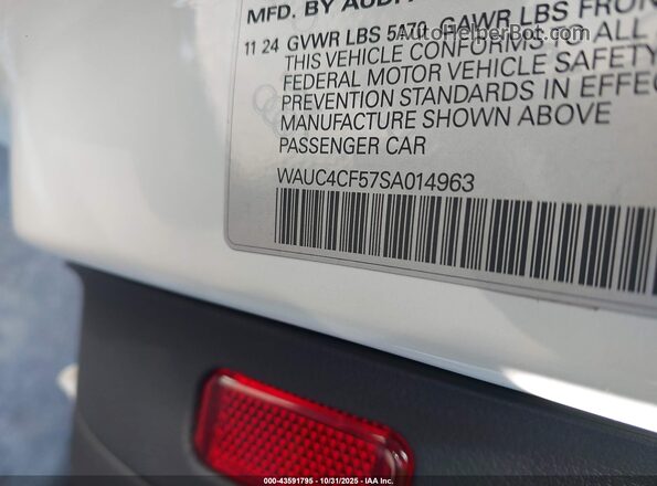 WAUC4CF57SA014963 2025 AUDI ALL Белый Вид подкапотного пространства