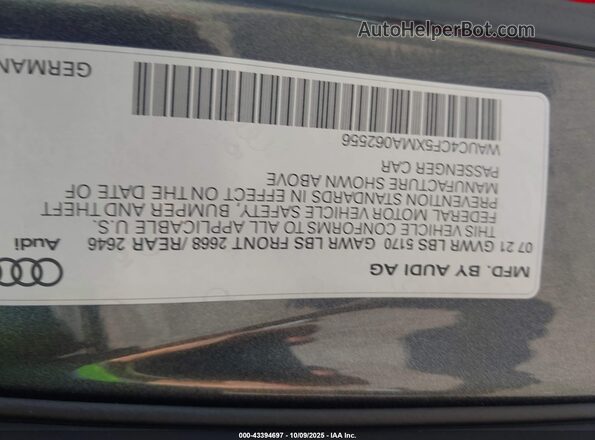 WAUC4CF5XMA062556 2021 AUDI S5 Gray Vista del compartimento del motor