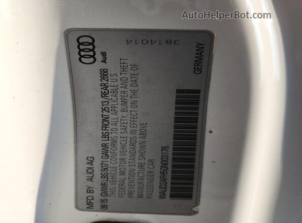 WAUD2AFH5GN003176 2016 AUDI OTHER White VIN sticker view