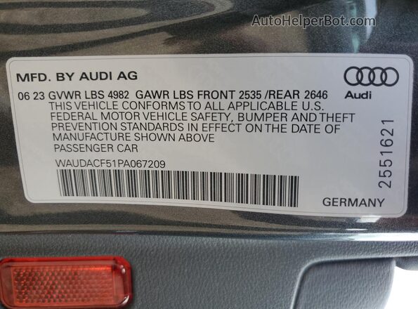 WAUDACF51PA067209 2023 AUDI OTHER Gray Engine compartment view