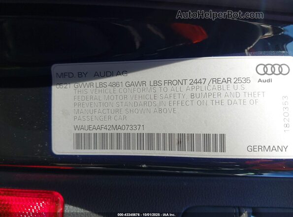 WAUEAAF42MA073371 2021 AUDI OTHER Black 