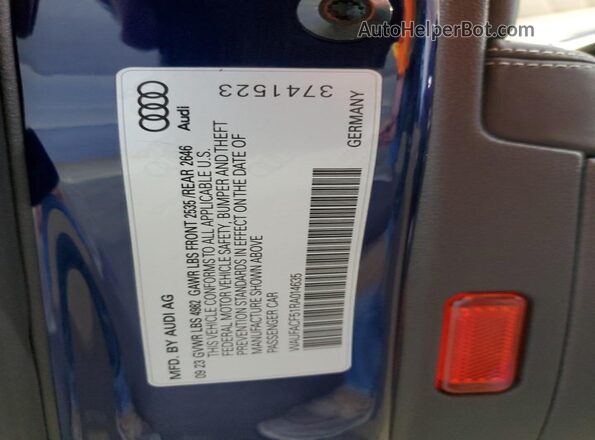 WAUFACF51RA014635 2024 AUDI OTHER Blue VIN sticker view