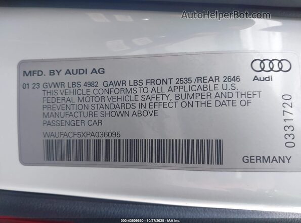 WAUFACF5XPA036095 2023 AUDI OTHER White Widok komory silnika