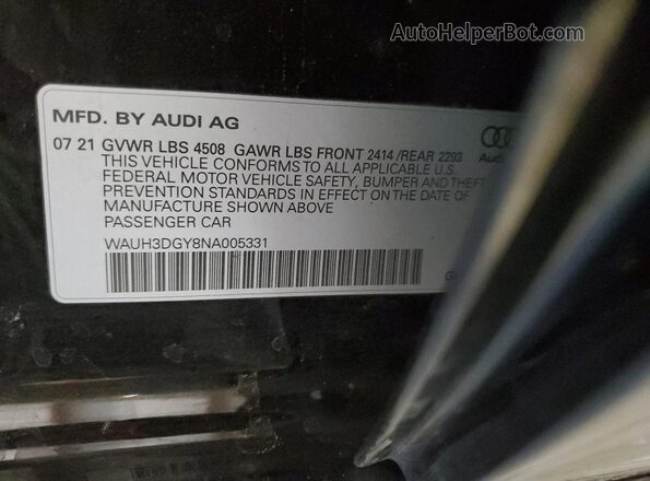 WAUH3DGY8NA005331 2022 AUDI S3 Black Engine compartment view