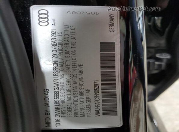 WAUHFAFC3HN052971 2017 AUDI S6 Black Вид підкапотного простору