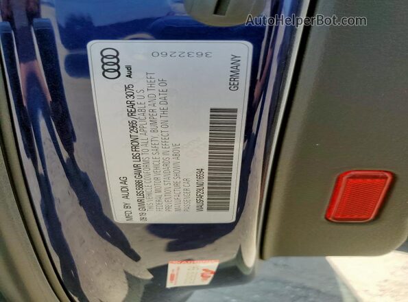 WAUSFAF29LN016594 2020 AUDI S7 Blue VIN կոդի պիտակի տեսք