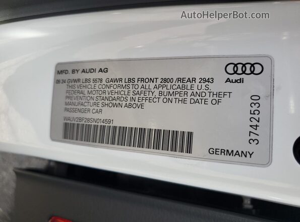 WAUV2BF28SN014591 2025 AUDI OTHER White Շարժիչի բաժամունքի տեսք